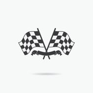 Flag icon Checkered or racing flags and finish ribbon vector