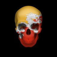 Bhutanese flag skull