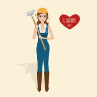 Labor day people with mechanic style worker