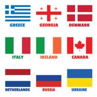Set of square national flags with title