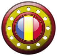 Romania Flag on a round Shield Vector Illustration