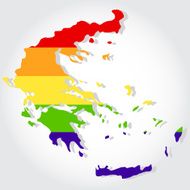 Rainbow flag in contour of Greece