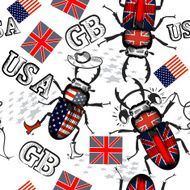 Vector seamless wallpaper pattern with bug hipsters colored in G
