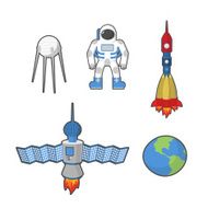 Astronaut and Earth space icon set Vector illustration
