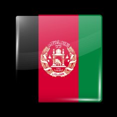 Flag of Afghanistan Glass Icon Square Shape