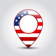Map pointer with American flag