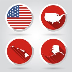 Set of USA country shape with flag N2