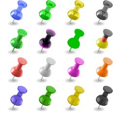 The pins of various colors on a white background N2