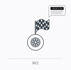Race icon Wheel with racing flag sign N3