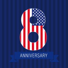 Anniversary 8 US flag logo