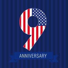 Anniversary 9 US flag logo
