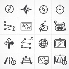 Vector map and navigation icon set