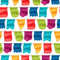 Celebration holiday seamless pattern with garland of flags N3