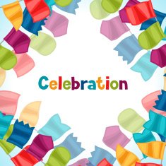 Celebration holiday greeting card with garland of flags N3