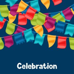 Celebration holiday greeting card with garland of flags N6