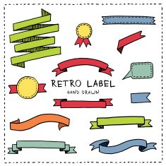 Hand drawn labels and ribbons