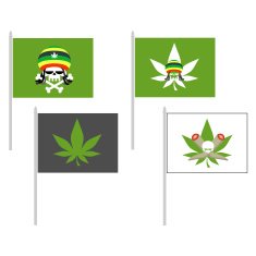 Smoking drugs flag Rasta Hat skull Cannabis leaf Vector illus