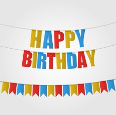 Happy birthday vector card carnival flag N2