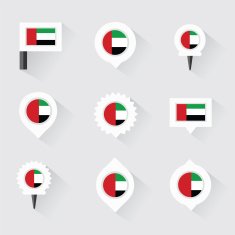 united arab emirates flag and pins for infographic