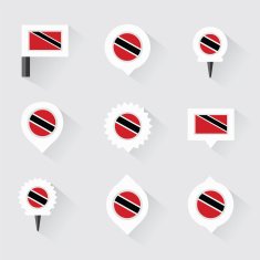 trinidad & tobago flag and pins for infographic