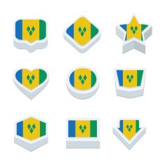 st vincent & the grenadines flags icons and button set