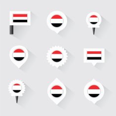 yemen flag and pins for infographic map design