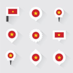 vietnam flag and pins for infographic map design