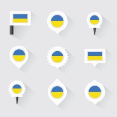ukraine flag and pins for infographic map design