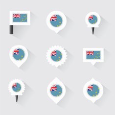 Tuvalu flag and pins for infographic map design