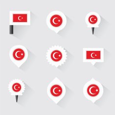 turkey flag and pins for infographic map design