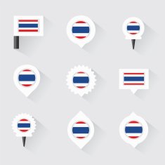 thailand flag and pins for infographic map design