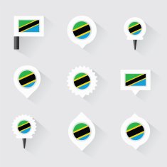 tanzania flag and pins for infographic map design