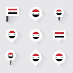 syria flag and pins for infographic map design