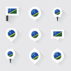 solomon islands flag and pins for infographic map design