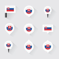 Slovakia flag and pins for infographic map design