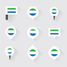 sierra leone flag and pins for infographic map design