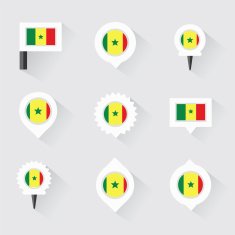 senegal flag and pins for infographic map design