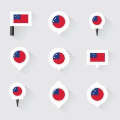 samoa flag and pins for infographic map design