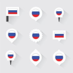 russia flag and pins for infographic map design