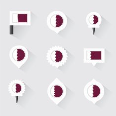 qatar flag and pins for infographic map design