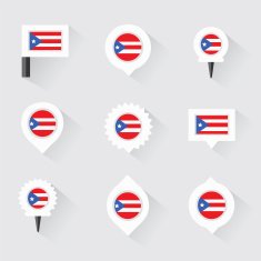 PUERTO RICO flag and pins for infographic map design