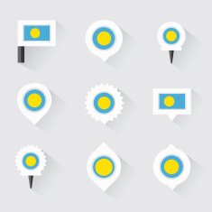 palau flag and pins for infographic map design