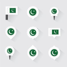 pakistan flag and pins for infographic map design