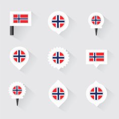 norway flag and pins for infographic map design