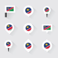 Namibia flag and pins for infographic map design