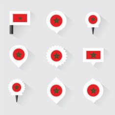 morocco flag and pins for infographic map design
