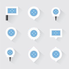 micronesia flag and pins for infographic map design