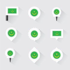 mauritania flag and pins for infographic map design