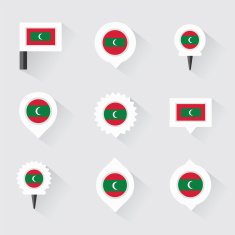maldives flag and pins for infographic map design