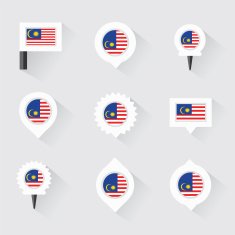 Malaysia flag and pins for infographic map design